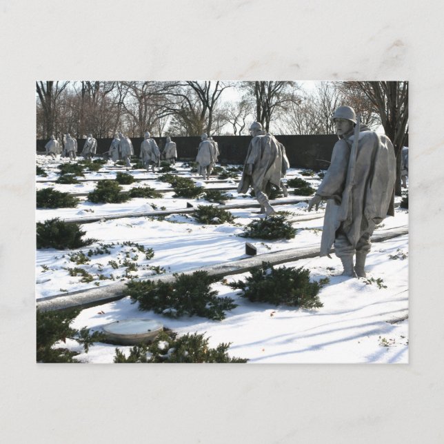 Korean War Veterans Memorial snow Postcard (Front)