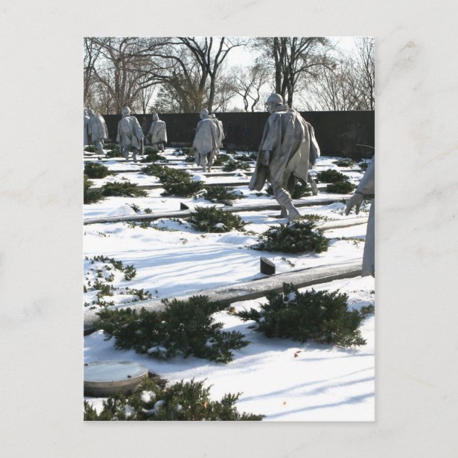 Korean War Veterans Memorial snow Postcard (Front)
