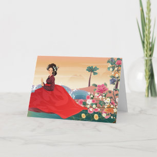 Korean woman wearing a hanbok card