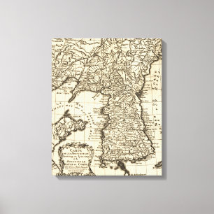 KoreaPanoramic MapKorea Canvas Print