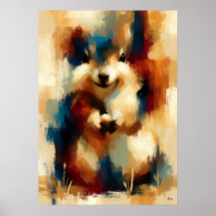 Korisu Tiny Treasure Cute Baby Squirrel Kawaii Art Poster