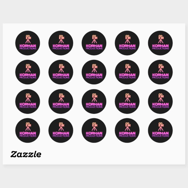 Korman Productions YouTube Channel Pink Logo Tiled Classic Round Sticker (Sheet)