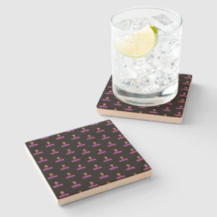 Korman Productions YouTube Channel Pink Logo Tiled Stone Coaster