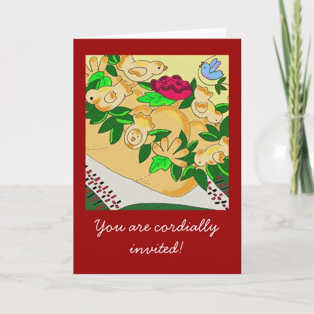 Korovai for Ukrainian Wedding Invitation (Front)