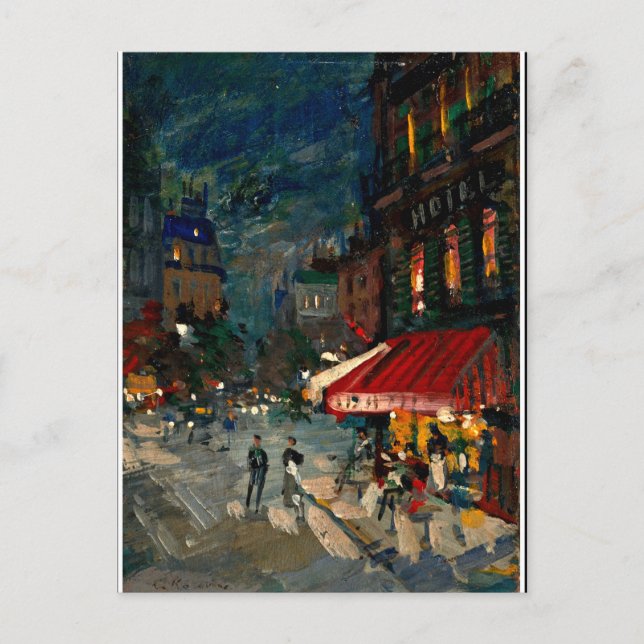 Korovin - Corner Cafe at Night, Paris framed Postcard (Front)