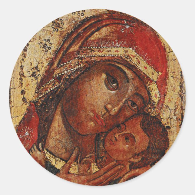 Korsunskaja: icon of the Mother of God of Cherson Classic Round Sticker (Front)
