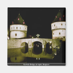 Kortrijk Bridge at night, Belgium Magnet