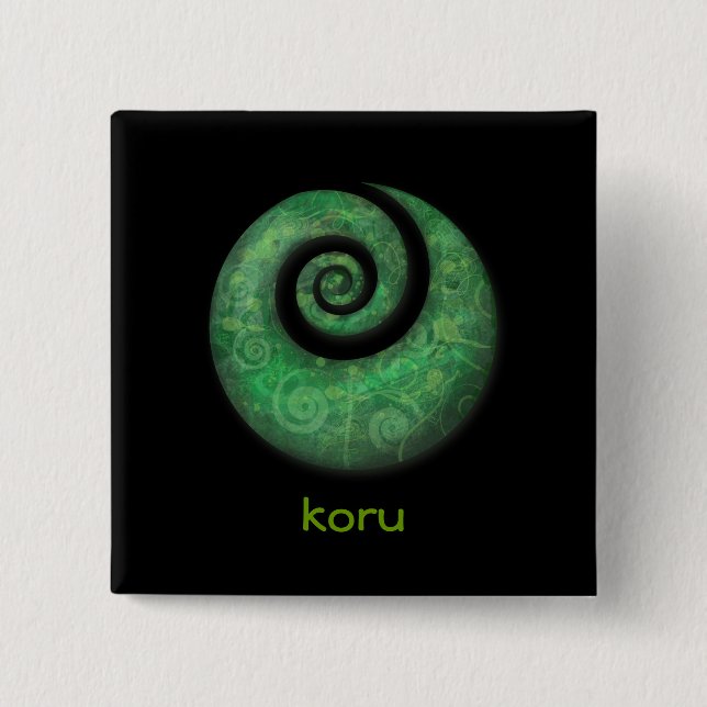 koru 15 cm square badge (Front)