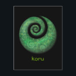 koru postcard<br><div class="desc">The koru reprensents in the Maori legend the fern frond as it opens as a new leaf. It means peace,  tranquillity,  spirituality and new start (beginnings).</div>