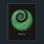 koru postcard<br><div class="desc">The koru reprensents in the Maori legend the fern frond as it opens as a new leaf. It means peace,  tranquillity,  spirituality and new start (beginnings).</div>