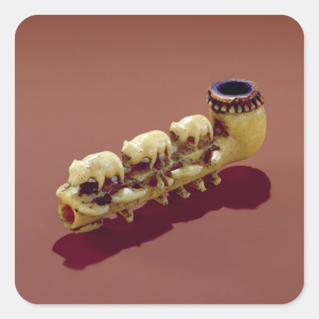 Korvack pipe with carved Polar Bears Square Sticker (Front)