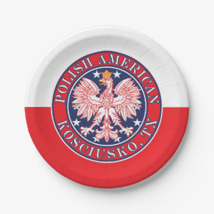 Kosciusko Texas Polish American Eagle Paper Plate