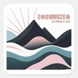 Kosciuszko National Park Coloured Hills Square Sticker