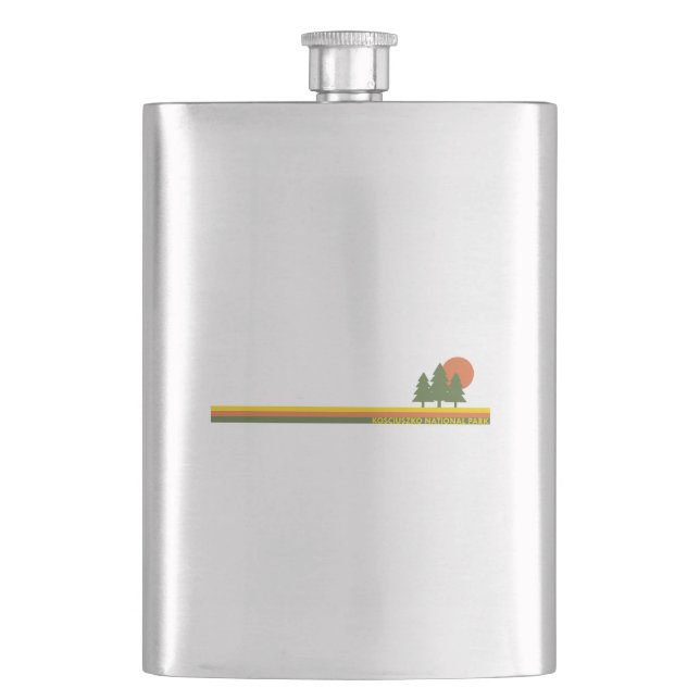 Kosciuszko National Park Pine Trees Sun Hip Flask (Front)