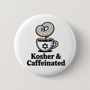 Kosher and Caffeinated Jewish Coffee Hanukkah 6 Cm Round Badge