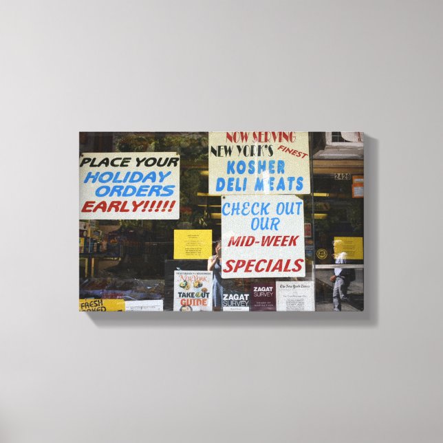 Kosher Deli Meats Knishes New York City Photograph Canvas Print (Front)