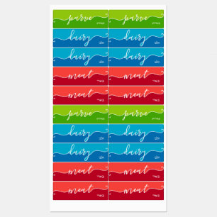 Kosher Kitchen Script w Hebrew Red Green Blue Labe
