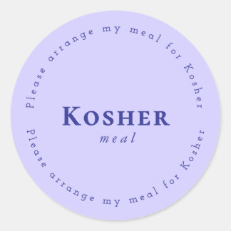 Kosher meal Request Sticker, Light purple, Navy Classic Round Sticker