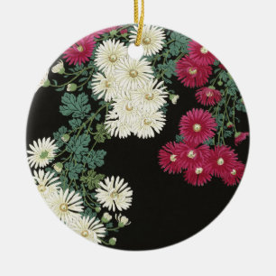 Koson Chrysanthemum Garden Japanese Flower Art Ceramic Tree Decoration