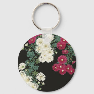 Koson Chrysanthemum Garden Japanese Flower Art Key Ring