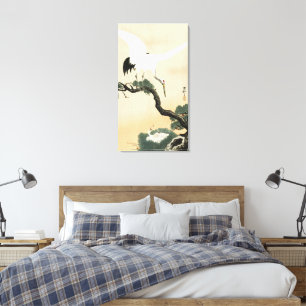 Koson Crane Bird on Branch of Pine Japanese Art Canvas Print