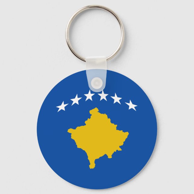 Kosovo Fisheye Flag Keychain (Front)