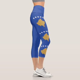 Kosovo Flag Capri Leggings