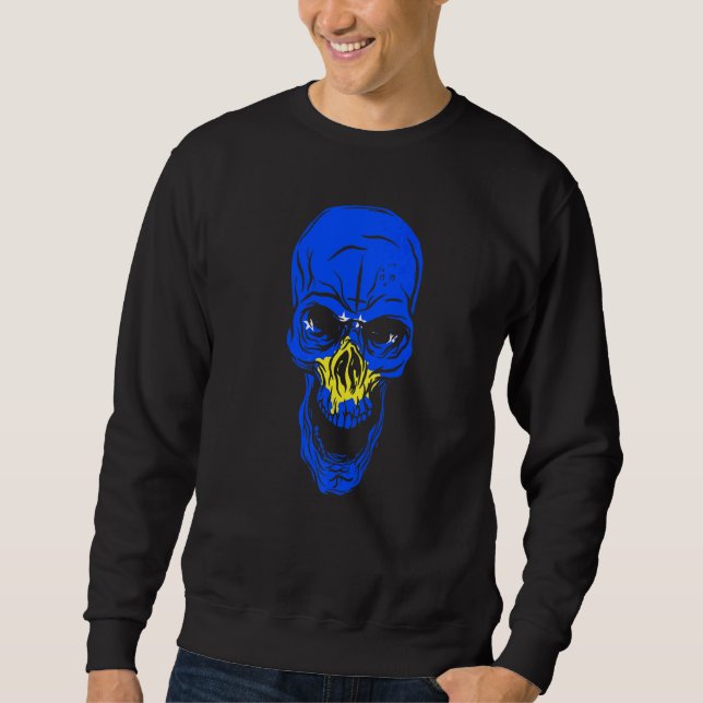 Kosovo Flag Colours Skull Sweatshirt (Front)