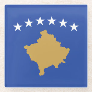 Kosovo Flag Glass Coaster