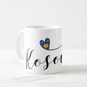 Kosovo Flag Heart, I Love Kosovo, Kosovar Coffee Mug