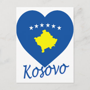 Kosovo Flag Heart Postcard