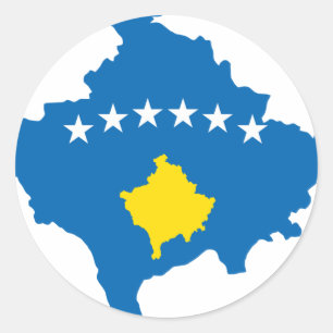 Kosovo flag map classic round sticker