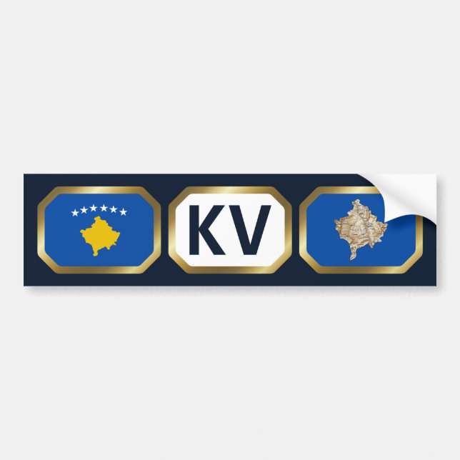 Kosovo Flag Map Code Bumper Sticker (Front)