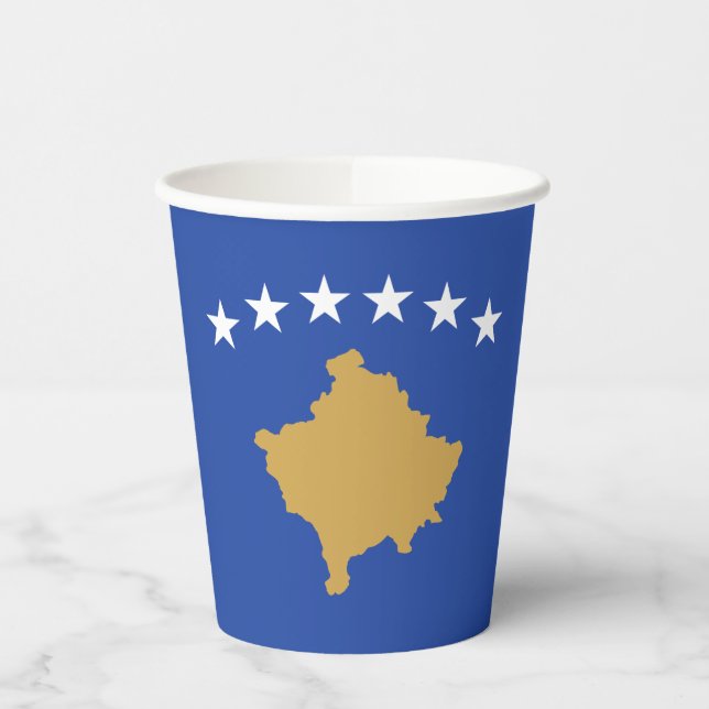Kosovo Flag Paper Cups (Left)