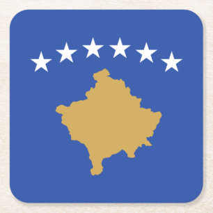 Kosovo Flag Square Paper Coaster