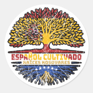 Kosovo Kosovar Spanish Spain Tree Roots Flag Classic Round Sticker