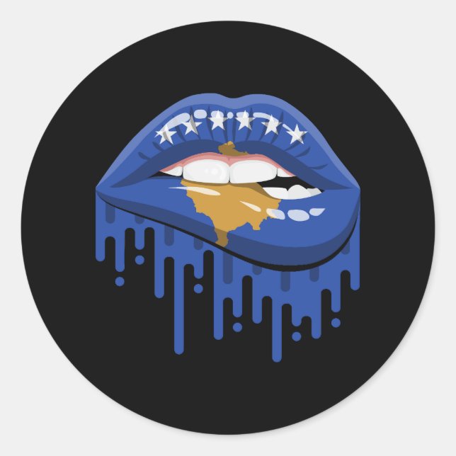 Kosovo lips pride root flag classic round sticker (Front)