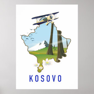 Kosovo map poster