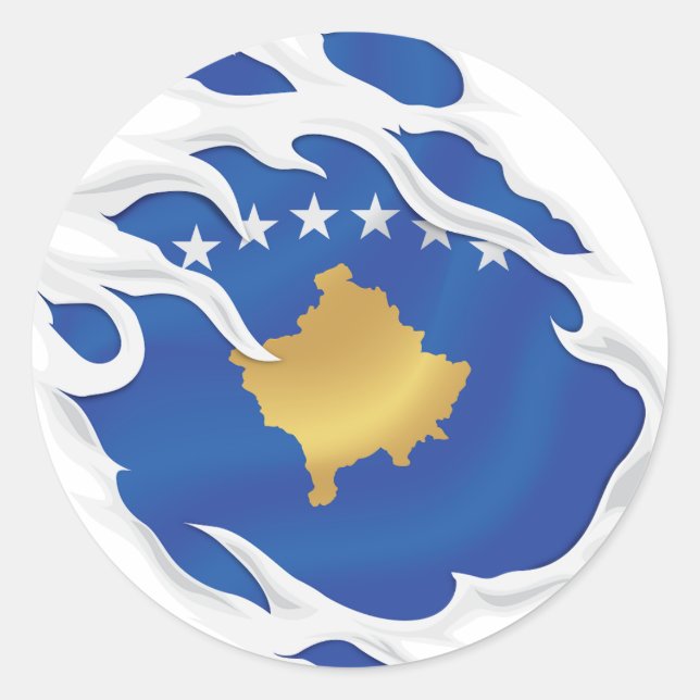 Kosovo Ripped Flag Classic Round Sticker (Front)