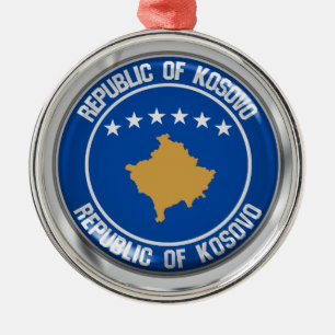 Kosovo Round Emblem Metal Tree Decoration
