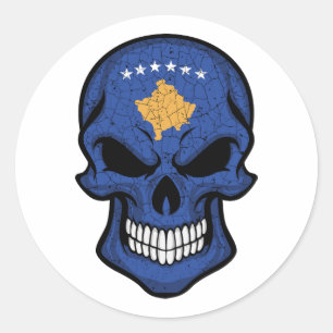 Kosovo Smiling Skull Flag Classic Round Sticker