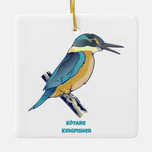 Kotare Kingfisher NZ BIRD Ceramic Ornament