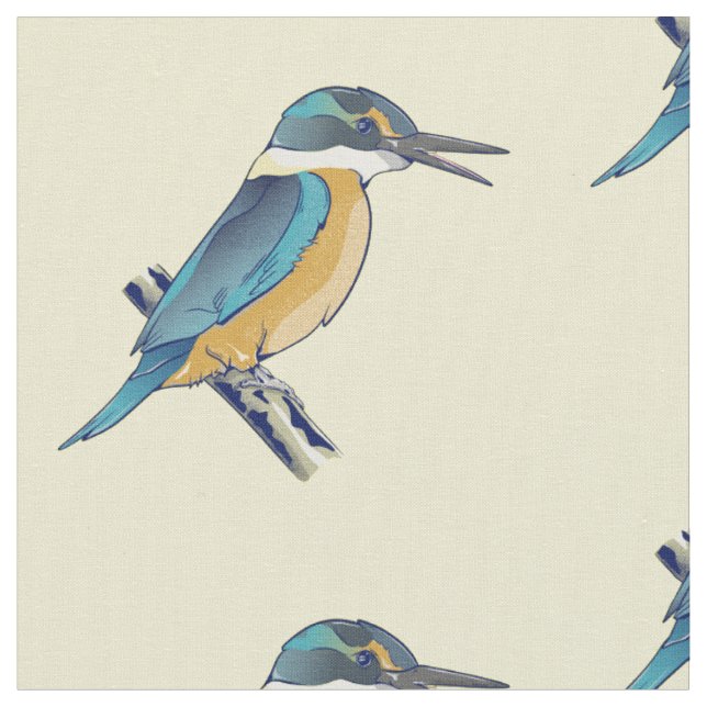 Kotare Kingfisher NZ BIRD Fabric (Close Up)