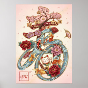 Kotobuki: Elegant Calligraphy "Celebration" Art Poster