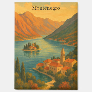 Kotor Bay Montenegro Vintage Travel Scenery Magnet