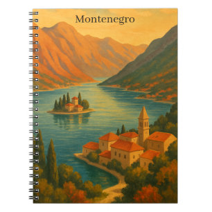 Kotor Bay Montenegro Vintage Travel Scenery Notebook