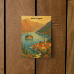 Kotor Bay Montenegro Vintage Travel Scenery Postcard