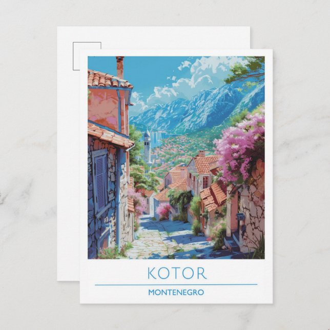 Kotor Montenegro  Art Vintage Travel  Postcard (Front/Back)