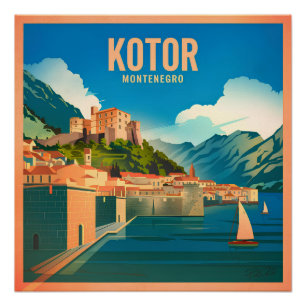 Kotor Montenegro vintage Poster