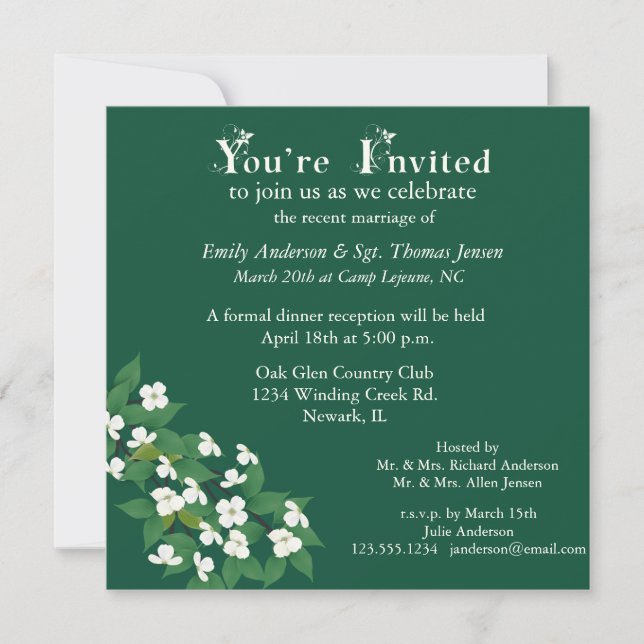 Kousa Dogwood Wedding Reception Invitation (Front)